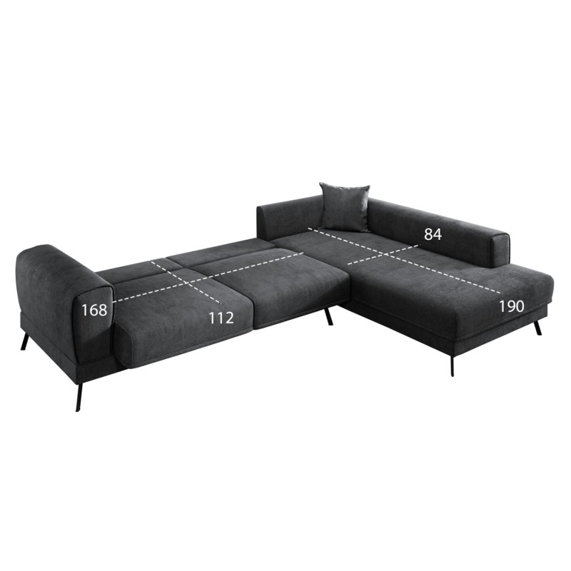 ΚΑΝΑΠΕΣ ΚΡΕΒΑΤΙ ΔΕΞΙΑ ΓΩΝΙΑ ZENORA HM3337.01R ΣΚΟΥΡΟ ΓΚΡΙ ΥΦΑΣΜΑ 303x214x80Υεκ