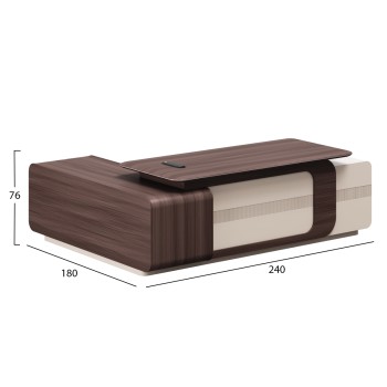 ΓΡΑΦΕΙΟ ΔΕΞΙΑ ΓΩΝΙΑ ΣΕΙΡΑ PRESIDENT HM2146R ΜΕΛΑΜΙΝΗ ΣΕ ΚΑΡΥΔΙ-ΜΠΕΖ 240x180x76Υεκ