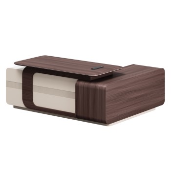 ΓΡΑΦΕΙΟ ΑΡΙΣΤΕΡΗ ΓΩΝΙΑ ΣΕΙΡΑ PRESIDENT HM2147L ΜΕΛΑΜΙΝΗ ΣΕ ΚΑΡΥΔΙ-ΜΠΕΖ 200x160x76Υεκ