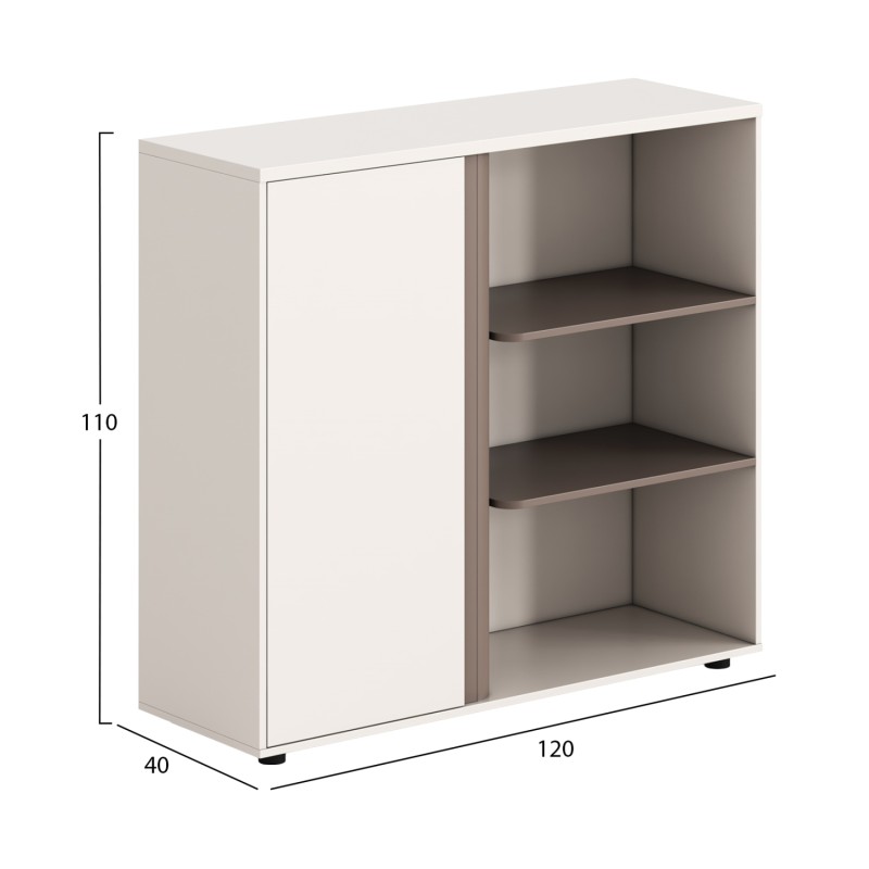 ΝΤΟΥΛΑΠΙ/ΒΙΒΛΙΟΘΗΚΗ NEWLINE HM18282 ΜΕΛΑΜΙΝΗ ΛΕΥΚΗ & ΑΝΟΙΧΤΟ ΚΑΦΕ 120x40x110Υεκ.