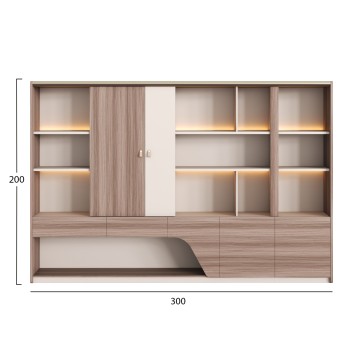 ΒΙΒΛΙΟΘΗΚΗ ΣΕΙΡΑ SUPERON HM2141 ΜΕΛΑΜΙΝΗ ΜΠΕΖ & ΦΥΣΙΚΟ--LED ΦΩΤΙΣΜΟΣ 300x40x200Υεκ