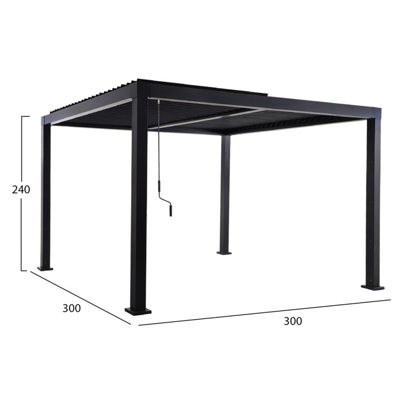 ΒΙΟΚΛΙΜΑΤΙΚΗ ΠΕΡΓΚΟΛΑ ΑΛΟΥΜΙΝΙΟΥ PREMIUM FRANIO HM6609.01 ΜΑΥΡΟ 300x300x240Υ