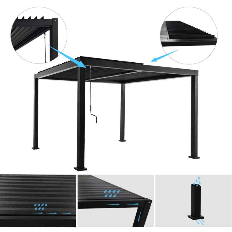 ΒΙΟΚΛΙΜΑΤΙΚΗ ΠΕΡΓΚΟΛΑ ΑΛΟΥΜΙΝΙΟΥ PREMIUM FRANIO HM6609.01 ΜΑΥΡΟ 300x300x240Υ