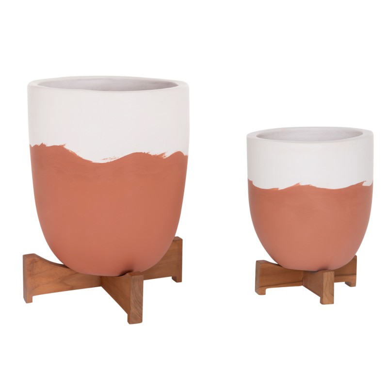 ΓΛΑΣΤΡΕΣ ΣΕΤ 2ΤΜΧ SEON HM4686.08 TERRACOTTA ΣΕ ΛΕΥΚΟ & ΤΕΡΑΚΟΤΑ--TEAK ΒΑΣΗ
