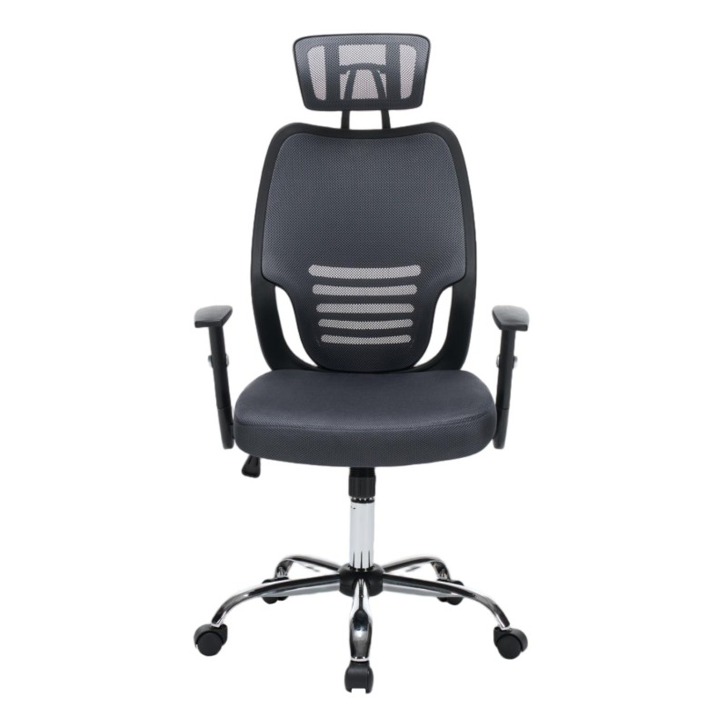 ΚΑΡΕΚΛΑ ΓΡΑΦΕΙΟΥ BRIEF HM1206.02 ΓΚΡΙ MESH--ΒΑΣΗ ΧΡΩΜΙΟΥ 63x64x122Υεκ.