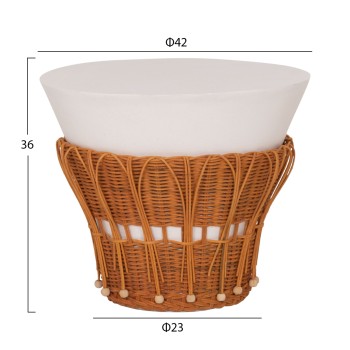 ΤΡΑΠΕΖΙ ΒΟΗΘΗΤΙΚΟ PERRAL HM18164.02S FIBER CEMENT ΛΕΥΚΟ-ΦΥΣΙΚΟ RATTAN--Φ42x36Υεκ