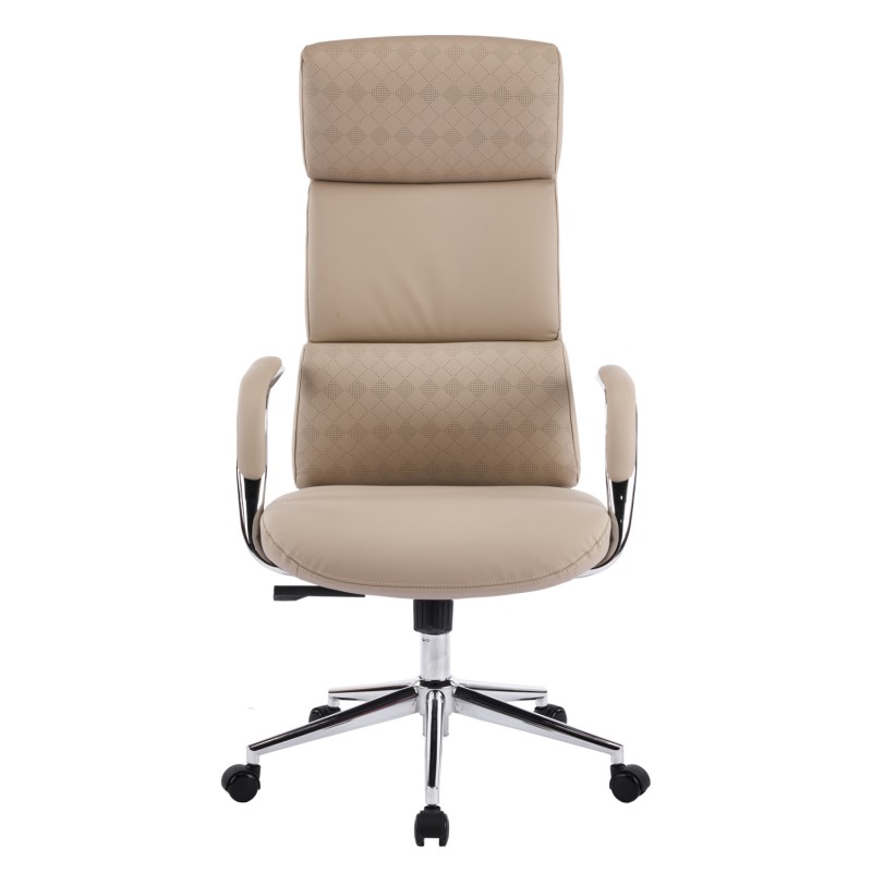 ΚΑΡΕΚΛΑ ΓΡΑΦΕΙΟΥ MEITE HM18353.02 ΜΠΕΖ PU ΔΕΡΜΑ--ΒΑΣΗ ΧΡΩΜΙΟΥ 66x71x127Υεκ