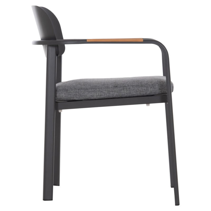 ΠΟΛΥΘΡΟΝΑ ΤΡΑΠΕΖΑΡΙΑΣ ELARA HM6414.01 ΓΚΡΙ ΑΛΟΥΜΙΝΙΟ-OLEFIN--ΞΥΛΟ TEAK 56x62x78Υεκ.