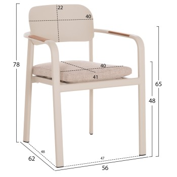 ΠΟΛΥΘΡΟΝΑ ΤΡΑΠΕΖΑΡΙΑΣ ELARA HM6414.05 ΜΠΕΖ ΑΛΟΥΜΙΝΙΟ-OLEFIN--ΞΥΛΟ TEAK 56x62x78Υεκ.