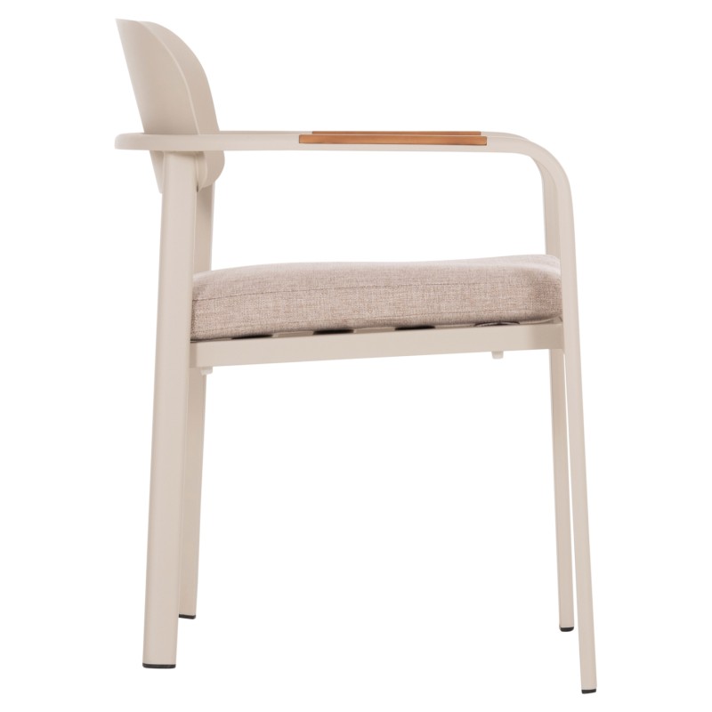 ΠΟΛΥΘΡΟΝΑ ΤΡΑΠΕΖΑΡΙΑΣ ELARA HM6414.05 ΜΠΕΖ ΑΛΟΥΜΙΝΙΟ-OLEFIN--ΞΥΛΟ TEAK 56x62x78Υεκ.