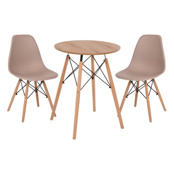 ΣΕΤ ΤΡΑΠΕΖΑΡΙΑΣ 3ΤΜΧ TWIST HM21370 ΣΤΡΟΓΓΥΛΟ ΤΡΑΠΕΖΙ Φ60 & 2 ΚΑΡΕΚΛΕΣ ΣΕ ΚΑΠΟΥΤΣΙΝΟ