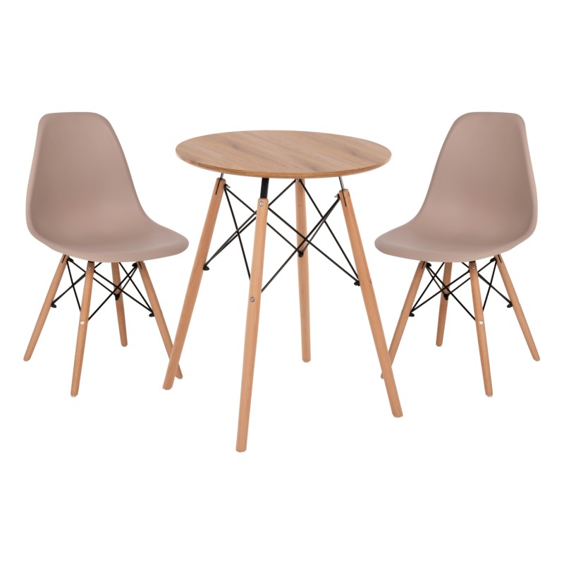 ΣΕΤ ΤΡΑΠΕΖΑΡΙΑΣ 3ΤΜΧ TWIST HM21370 ΣΤΡΟΓΓΥΛΟ ΤΡΑΠΕΖΙ Φ60 & 2 ΚΑΡΕΚΛΕΣ ΣΕ ΚΑΠΟΥΤΣΙΝΟ