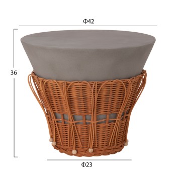 ΤΡΑΠΕΖΙ ΒΟΗΘΗΤΙΚΟ PERRAL HM18164.03S FIBER CEMENT ΓΚΡΙ-ΦΥΣΙΚΟ RATTAN--Φ42x36Υεκ
