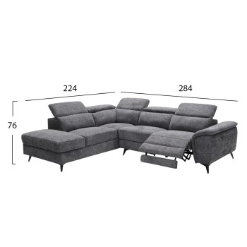 ΚΑΝΑΠΕΣ ΑΡΙΣΤΕΡΗ ΓΩΝΙΑ-ΑΝΑΚΛΙΣΗ & ΑΠΟΘ.ΧΩΡΟΣ-RESTRO HM3339.01L ΓΚΡΙ ΥΦΑΣΜΑ 284x224x76Υεκ