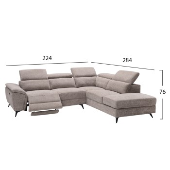 ΚΑΝΑΠΕΣ ΔΕΞΙΑ ΓΩΝΙΑ-ΑΝΑΚΛΙΣΗ & ΑΠΟΘ.ΧΩΡΟΣ-RESTRO HM3339.02R ΜΠΕΖ ΥΦΑΣΜΑ 284x224x76Υ