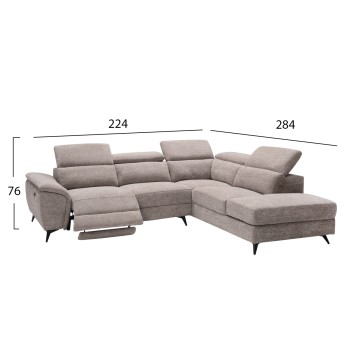 ΚΑΝΑΠΕΣ ΑΡΙΣΤΕΡΗ ΓΩΝΙΑ-ΑΝΑΚΛΙΣΗ & ΑΠΟΘ.ΧΩΡΟΣ-RESTRO HM3339.02L ΜΠΕΖ ΥΦΑΣΜΑ 290x220x80Υεκ