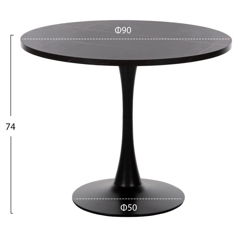 ΣΕΤ ΤΡΑΠΕΖΑΡΙΑΣ 3ΤΜΧ ROLLO HM21389 ΣΤΡΟΓΓΥΛΟ ΤΡΑΠΕΖΙ--2 ΚΑΡΕΚΛΕΣ ΣΕ ΜΑΥΡΟ