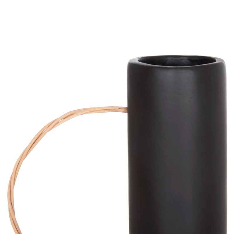 ΔΙΑΚΟΣΜΗΤΙΚΟ ΒΑΖΟ MIBO HM4688.01L ΤΕΡΑΚΟΤΑ ΜΑΥΡH-ΧΕΡΟΥΛΙ ΦΥΣΙΚΟ RATTAN 23x14x35Υεκ