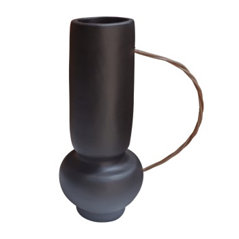 ΔΙΑΚΟΣΜΗΤΙΚΟ ΒΑΖΟ MIBO HM4688.01L ΤΕΡΑΚΟΤΑ ΜΑΥΡH-ΧΕΡΟΥΛΙ ΦΥΣΙΚΟ RATTAN 20.5x15.5x35Υεκ