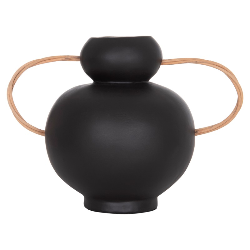 ΔΙΑΚΟΣΜΗΤΙΚΟ ΒΑΖΟ MIBO HM4688.01S ΤΕΡΑΚΟΤΑ ΜΑΥΡH--ΧΕΡΟΥΛΙΑ ΦΥΣΙΚΟ RATTAN 27x15x20Υεκ