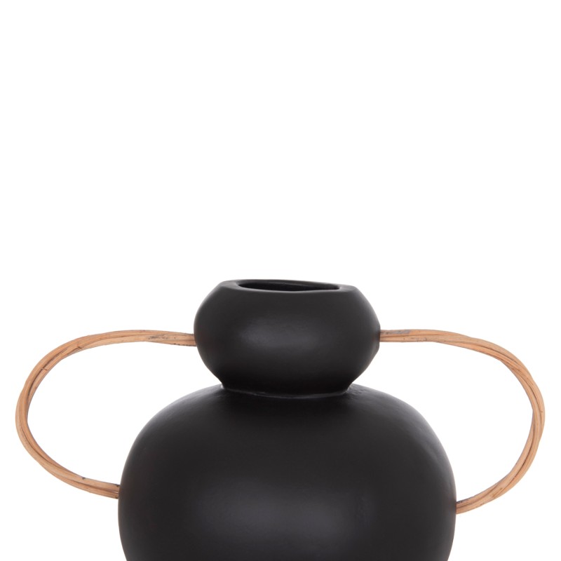 ΔΙΑΚΟΣΜΗΤΙΚΟ ΒΑΖΟ MIBO HM4688.01S ΤΕΡΑΚΟΤΑ ΜΑΥΡH--ΧΕΡΟΥΛΙΑ ΦΥΣΙΚΟ RATTAN 27x15x20Υεκ