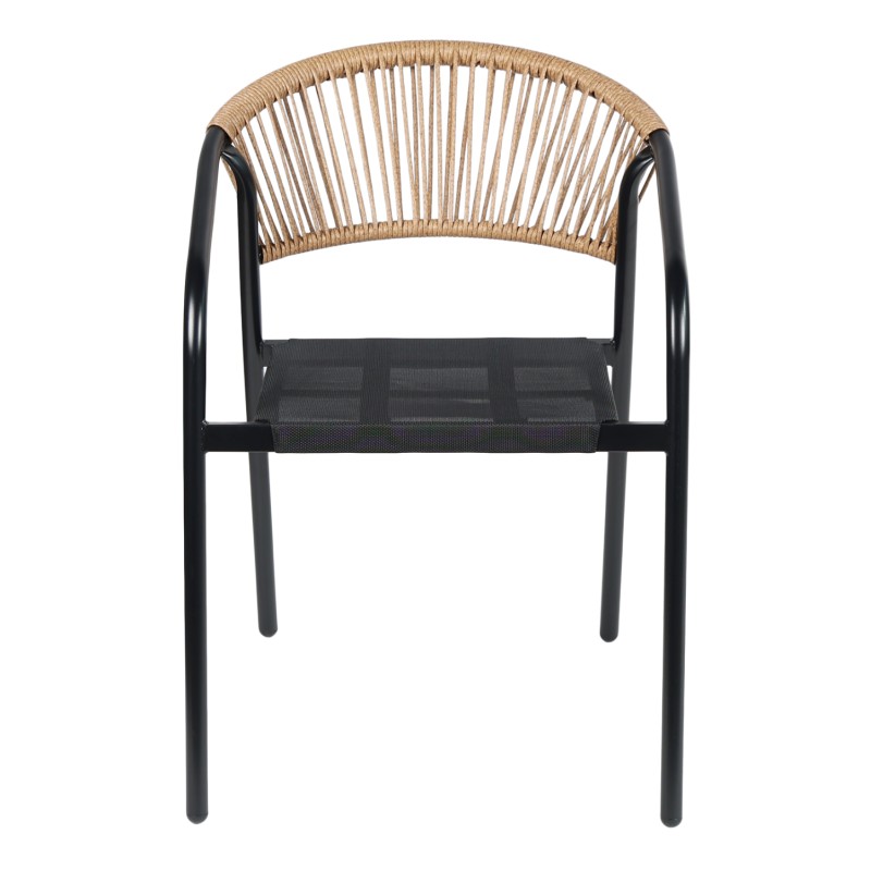 ΠΟΛΥΘΡΟΝΑ HOMAN HM6430.03 ΜΑΥΡΟ ΜΕΤΑΛΛΟ & TEXTILENE--ΜΠΕΖ P.E.RATTAN 53x58x75Υεκ