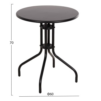 ΣΕΤ ΤΡΑΠΕΖΑΡΙΑΣ 3ΤΜΧ LINO HM10728.03-- 2 ΜΕΤΑΛ. ΚΑΡΕΚΛΕΣ--ΣΤΡΟΓΓΥΛΟ ΤΡΑΠΕΖΙ Φ60εκ ΜΑΥΡΟ