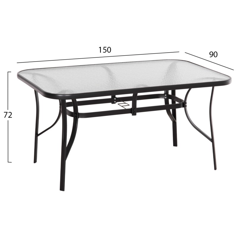 ΣΕΤ ΤΡΑΠΕΖΑΡΙΑΣ 5ΤΜΧ BRUNO HM10729.03 ΚΑΡΕΚΛΕΣ ΜΕΤΑΛΛΙΚΕΣ & ΤΡΑΠΕΖΙ 150x90εκ ΜΑΥΡΟ