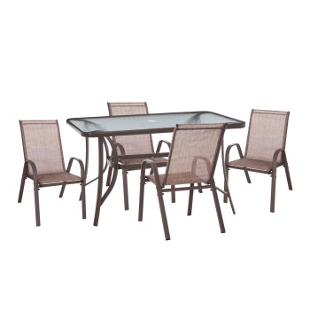 ΣΕΤ ΤΡΑΠΕΖΑΡΙΑΣ 5ΤΜΧ BRAVO HM10731.02--4 ΚΑΡΕΚΛΕΣ & ΤΡΑΠΕΖΙ 120x70εκ ΚΑΦΕ