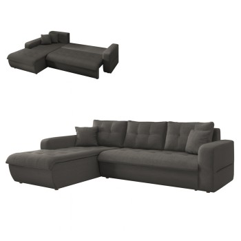 ΚΑΝΑΠΕΣ ΚΡΕΒΑΤΙ ΑΡΙΣΤΕΡΗ ΓΩΝΙΑ KANSO HM3338.01L ΓΚΡΙ ΥΦΑΣΜΑ 244x188x80Υεκ