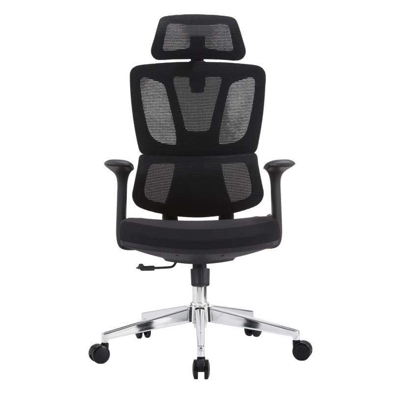 ΚΑΡΕΚΛΑ ΓΡΑΦΕΙΟΥ TASKMASTER HM1216.01 ΜΑΥΡO MESH-ΒΑΣΗ ΧΡΩΜΙΟΥ 69x65x125Υεκ