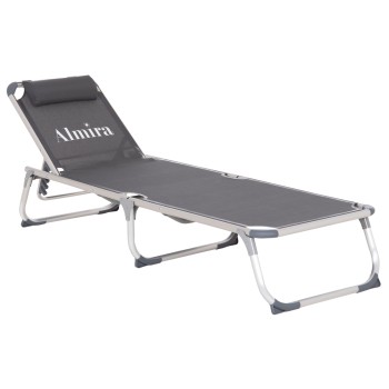 ΞΑΠΛΩΣΤΡΑ ΠΑΡΑΛΙΑΣ ΑΛΟΥΜΙΝΙΟΥ ΒΑΡ.ΤΥΠΟΥ ALMIRA HM5054.10 ΓΚΡΙ TEXTILENE 187x59x78Υεκ