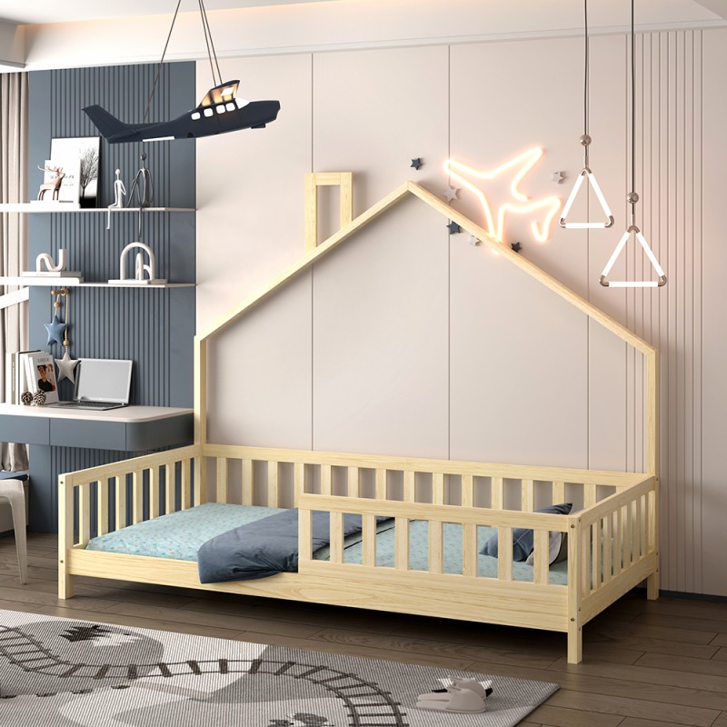 ΚΡΕΒΑΤΙ ΠΑΙΔΙΚΟ HOUSER HM740.01 τ.MONTESSORI ΞΥΛΟ ΠΕΥΚΟ ΦΥΣΙΚΟ--ΓΙΑ 190x90εκ
