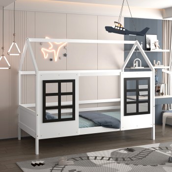 ΠΑΙΔΙΚΟ ΚΡΕΒΑΤΙ τ.MONTESSORI DOMER HM742.01 ΞΥΛΟ ΠΕΥΚΟΥ ΛΕΥΚΟ--ΓΙΑ 90x190εκ