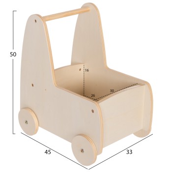 ΠΑΙΔΙΚΟ ΤΡΟΛΕΥ/ΚΑΡΟΤΣΑΚΙ RICKI HM18341.01 MDF & ΚΟΝΤΡΑΠΛΑΚΕ ΦΥΣΙΚΟ 33x45x50Υεκ