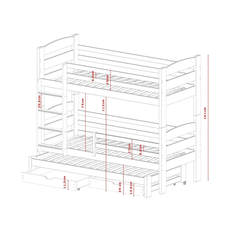 CEZAR 90x190 white bunk bed Lano Furniture
