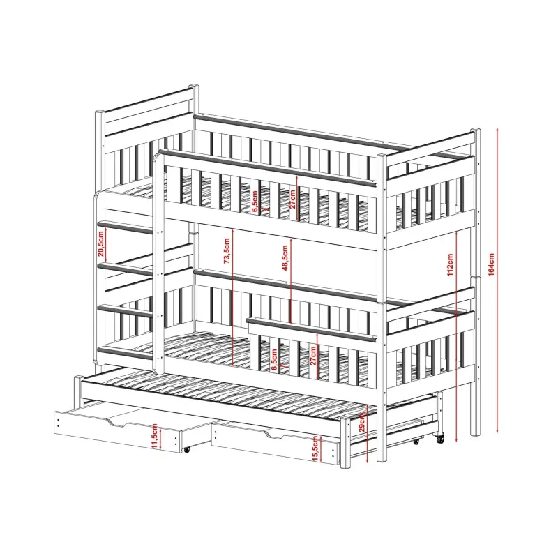 KORS 80x180 white bunk bed Lano Furniture