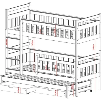 KORS 90x190 white bunk bed Lano Furniture