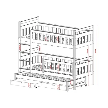 KORS 90x190 grey bunk bed Lano Furniture