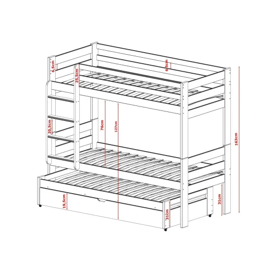 LESSI 80x200 graphite bunk bed Lano Furniture