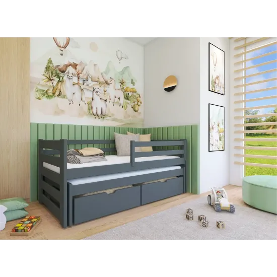 KUBUŚ 80x200 graphite bunk bed Lano Furniture