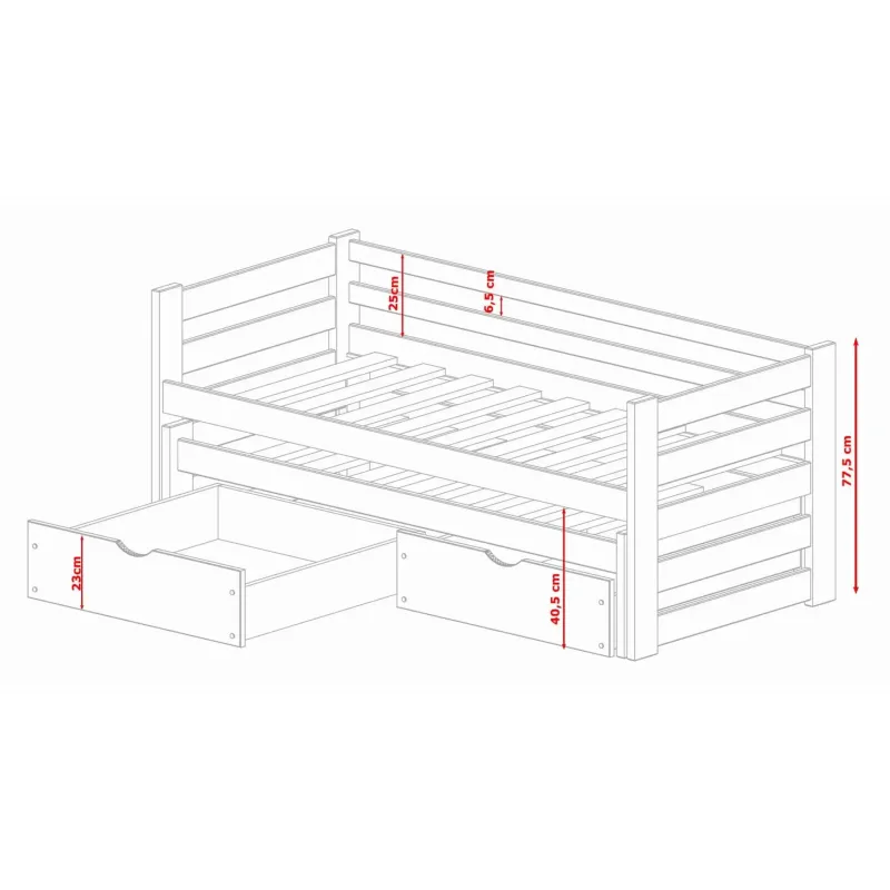 KUBUŚ 80x200 pine bunk bed Lano Furniture