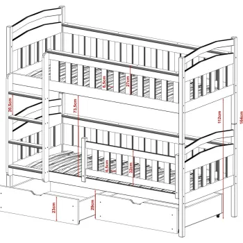HARRY 90x200 white bunk bed Lano Furniture
