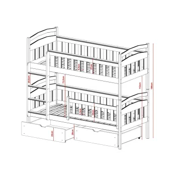 HARRY 80x180 grey bunk bed Lano Furniture