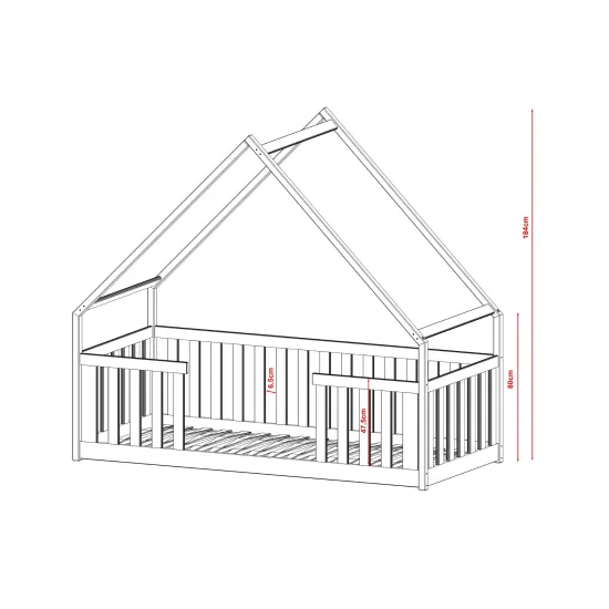 Παιδικό Κρεβάτι Σπιτάκι BEE 90x180 grey Παιδικό Κρεβάτι Σπιτάκι BEE 90x180 grey
