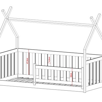 BODZIO 80x200 grey teepee children's cot bed Lano Furniture