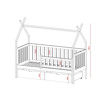 Παιδικό Κρεβάτι Montessori Teepee SIMBA 80x190 grey 