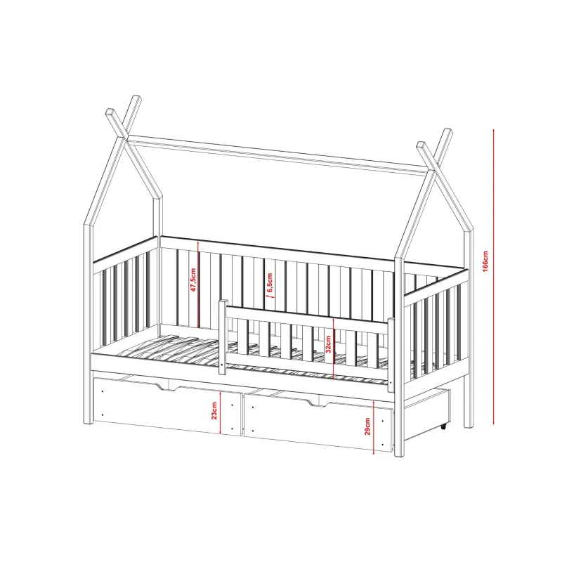 Παιδικό Κρεβάτι Montessori Teepee SIMBA 80x190 grey