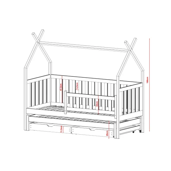 TYTUS 90x180 graphite teepee bunk bed Lano Furniture