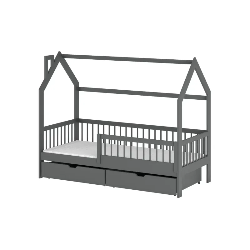 OSKAR 90x180 graphite childrens house bed Lano Furniture